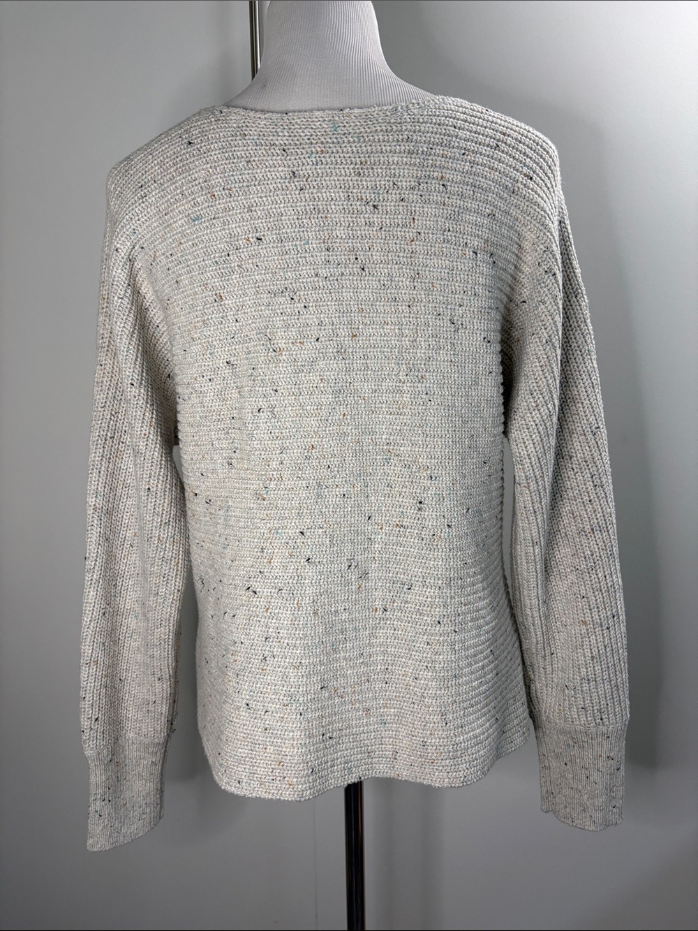 CAbi Speckled Light Gray Crewneck Cotton Sweater M #6451 - Picture 5 of 6